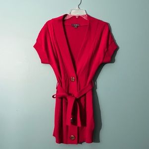 Red Knit Short Sleeve Sweater